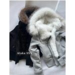 Rarelyalike Yi Menglin Same Style  Niche Trendy Brand RA Hooded Plush Inner Tank Cotton Jacket 2024 Autumn/Winter New Thick Grey Wool Collar Hoodie - Image 3