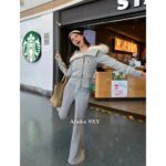 Rarelyalike Yi Menglin Same Style  Niche Trendy Brand RA Hooded Plush Inner Tank Cotton Jacket 2024 Autumn/Winter New Thick Grey Wool Collar Hoodie - Image 8