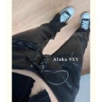 Hot girls must be included in the collection   The new collection for autumn and winter 24 has a great toneCool waist strap, black split leather pants with leg shape decoration, environmentally friendly leather - Image 3