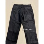 Hot girls must be included in the collection   The new collection for autumn and winter 24 has a great toneCool waist strap, black split leather pants with leg shape decoration, environmentally friendly leather - Image 7