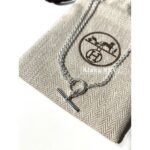 Hermes      Extremely difficult to buy vintage style  pure silver pig nose necklace/long sweater chain - Image 9
