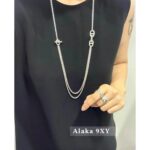 Hermes      Extremely difficult to buy vintage style  pure silver pig nose necklace/long sweater chain - Image 11