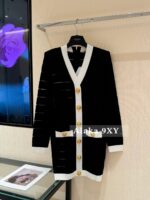 BALMAIN Legal Beauty 2024 Spring/Summer New Collection   Black and white color blocked Vneck, gold buckle pocket, hip hugging knitted dress for women. - Image 8