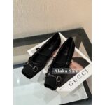 Gucci G7  2024 Summer Horseneck Buckle Strap Mary Jane Single Shoes Female Head Pig Nose Bow Flat Ballet Shoes - Image 14