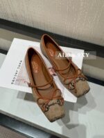 Gucci G7  2024 Summer Horseneck Buckle Strap Mary Jane Single Shoes Female Head Pig Nose Bow Flat Ballet Shoes - Image 15