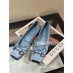 Gucci G7  2024 Summer Horseneck Buckle Strap Mary Jane Single Shoes Female Head Pig Nose Bow Flat Ballet Shoes - Image 16