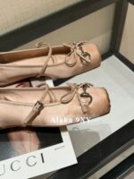 Gucci G7  2024 Summer Horseneck Buckle Strap Mary Jane Single Shoes Female Head Pig Nose Bow Flat Ballet Shoes - Image 28