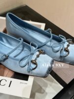 Gucci G7  2024 Summer Horseneck Buckle Strap Mary Jane Single Shoes Female Head Pig Nose Bow Flat Ballet Shoes - Image 29