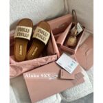 miumiu  24 holiday musthaveLafite logo brown slippers for personal use - Image 5