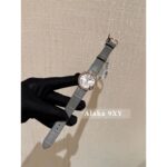 Cartier's self retained funds  Super difficult to buy white balloon series 18K rose gold sword shaped pointer, calf leather crocodile embossed strap
