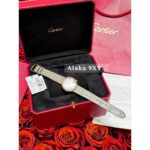 Cartier's self retained funds  Super difficult to buy white balloon series 18K rose gold sword shaped pointer, calf leather crocodile embossed strap - Image 8