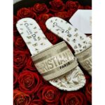 Dior  Embroidered flip flops with the letter D of the family logo, women's thick heel and flat bottom for summer wear, cool slippers with leather sole, 2024 summer new style - Image 3