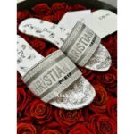 Dior  Embroidered flip flops with the letter D of the family logo, women's thick heel and flat bottom for summer wear, cool slippers with leather sole, 2024 summer new style - Image 8