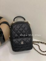 Chanel Mini Size is cuter ”  2024c show series handle chain design caviar small backpack   Original imported caviar cowhide fabric - Image 13