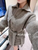 Chanel's highquality 24A highend handmade workshop series customized new models   100 imported wool bathrobe style coarse woolen woven coat with silk lining. - Image 22