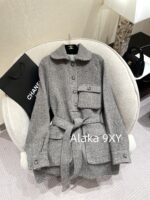 Chanel's highquality 24A highend handmade workshop series customized new models   100 imported wool bathrobe style coarse woolen woven coat with silk lining. - Image 26