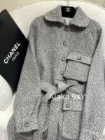 Chanel's highquality 24A highend handmade workshop series customized new models   100 imported wool bathrobe style coarse woolen woven coat with silk lining. - Image 29