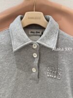 MIU MIU 24 Autumn/Winter New Collection Letter Logo Patch Embroidered Logo Contrast Splicing Short Hoodie Sweatshirt/Skirt/Casual Sweatpants Sweatshirt - Image 12