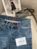 Alexanderwang High Quality Two Color Retained King  2024 Autumn/Winter New Collection Gulina Zha Same Style Hot Girl Bikini Jeans Women's Fake Two Piece Straight Leg Pants - Image 8