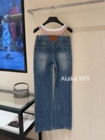 Alexanderwang High Quality Two Color Retained King  2024 Autumn/Winter New Collection Gulina Zha Same Style Hot Girl Bikini Jeans Women's Fake Two Piece Straight Leg Pants - Image 21