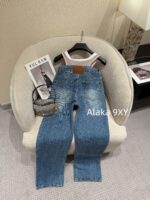 Alexanderwang High Quality Two Color Retained King  2024 Autumn/Winter New Collection Gulina Zha Same Style Hot Girl Bikini Jeans Women's Fake Two Piece Straight Leg Pants - Image 23