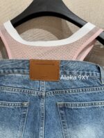 Alexanderwang High Quality Two Color Retained King  2024 Autumn/Winter New Collection Gulina Zha Same Style Hot Girl Bikini Jeans Women's Fake Two Piece Straight Leg Pants - Image 25