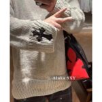 Chrome hearts self owned24 autumn/winter new collection crocheted leather cross logo gram  pullover wool sweater. Loose oversized unisex design - Image 8