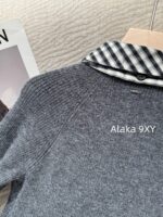 MIUMIU Super Sweet Self kept 24 Autumn/Winter New Collection Fake Two Piece Grid Splicing Wool Knitted Cardigan Top - Image 29