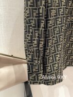 Fendi "FF" Jacquard Letter Logo 2024 Autumn New Vintage Heavy Industry British Style Heavy Industry Belt Flip Collar Western Style Dress - Image 23