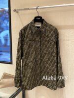 Fendi "FF" Jacquard Letter Logo 2024 Autumn New Vintage Heavy Industry British Style Heavy Industry Belt Flip Collar Western Style Dress - Image 24