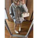 MIUMIU "British Rich Girl Dress Up" Heavy duty Wool Soft Cocoon Woolen Short Tall Tall Short Flower Bud Thick Coat Warm Jacket Women/Half body Flower Bud Skirt Skirt - Image 19