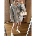 MIUMIU "British Rich Girl Dress Up" Heavy duty Wool Soft Cocoon Woolen Short Tall Tall Short Flower Bud Thick Coat Warm Jacket Women/Half body Flower Bud Skirt Skirt - Image 23