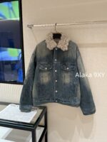 Acne studios American retro vintage vintage lambskin collar denim jacket  Women's autumn and winter cotton padded thick 2024 new winter cotton jacket - Image 13