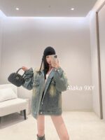 Acne studios American retro vintage vintage lambskin collar denim jacket  Women's autumn and winter cotton padded thick 2024 new winter cotton jacket - Image 16