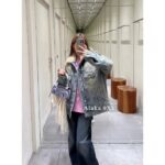 Acne studios American retro vintage vintage lambskin collar denim jacket  Women's autumn and winter cotton padded thick 2024 new winter cotton jacket - Image 20