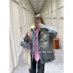 Acne studios American retro vintage vintage lambskin collar denim jacket  Women's autumn and winter cotton padded thick 2024 new winter cotton jacket - Image 21