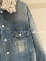 Acne studios American retro vintage vintage lambskin collar denim jacket  Women's autumn and winter cotton padded thick 2024 new winter cotton jacket - Image 24