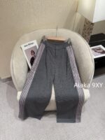 DIOR D  2024 Autumn/Winter New CollectionHeavy Industry Three Dimensional Cutting High Waist Design Double Sided Striped Suit Pants/Wide Leg Pants - Image 5