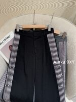 DIOR D  2024 Autumn/Winter New CollectionHeavy Industry Three Dimensional Cutting High Waist Design Double Sided Striped Suit Pants/Wide Leg Pants - Image 8