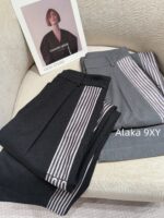 DIOR D  2024 Autumn/Winter New CollectionHeavy Industry Three Dimensional Cutting High Waist Design Double Sided Striped Suit Pants/Wide Leg Pants - Image 11