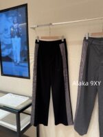 DIOR D  2024 Autumn/Winter New CollectionHeavy Industry Three Dimensional Cutting High Waist Design Double Sided Striped Suit Pants/Wide Leg Pants - Image 13
