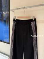 DIOR D  2024 Autumn/Winter New CollectionHeavy Industry Three Dimensional Cutting High Waist Design Double Sided Striped Suit Pants/Wide Leg Pants - Image 20