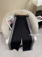 DIOR D  2024 Autumn/Winter New CollectionHeavy Industry Three Dimensional Cutting High Waist Design Double Sided Striped Suit Pants/Wide Leg Pants - Image 26