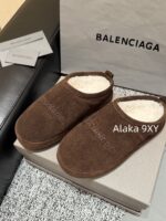 Balenciaga Super ComfortableRetained  24 Autumn/Winter New Collection BB Printed Letter Logo Imported Australian Wool Slippers. - Image 5