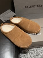Balenciaga Super ComfortableRetained  24 Autumn/Winter New Collection BB Printed Letter Logo Imported Australian Wool Slippers. - Image 12