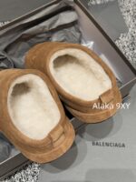 Balenciaga Super ComfortableRetained  24 Autumn/Winter New Collection BB Printed Letter Logo Imported Australian Wool Slippers. - Image 17