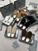 Balenciaga Super ComfortableRetained  24 Autumn/Winter New Collection BB Printed Letter Logo Imported Australian Wool Slippers. - Image 46