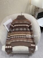 Loropiana "French Romantic Retro Old  Wearing "LP  Fashionable Lazy Heavy Industry Jacquard High Collar Knitted Long Sleeve Cashmere Sweater for Women - Image 4