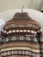 Loropiana "French Romantic Retro Old  Wearing "LP  Fashionable Lazy Heavy Industry Jacquard High Collar Knitted Long Sleeve Cashmere Sweater for Women - Image 5