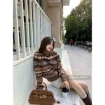 Loropiana "French Romantic Retro Old  Wearing "LP  Fashionable Lazy Heavy Industry Jacquard High Collar Knitted Long Sleeve Cashmere Sweater for Women - Image 19